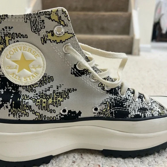 Converse Black, Yellow and Off-White Run Star Hike Platform High-Top Sneakers - Picture 2 of 6